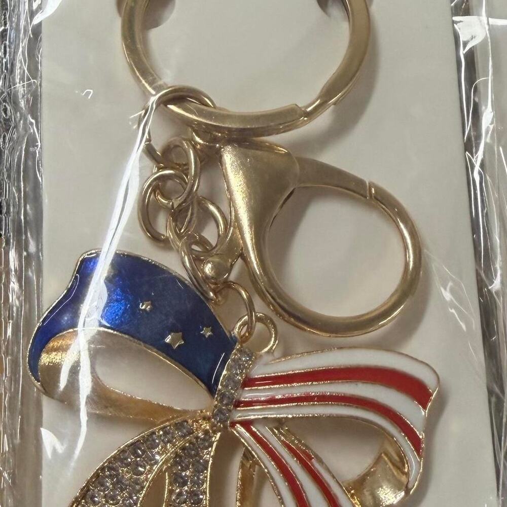 American flag bow keychain